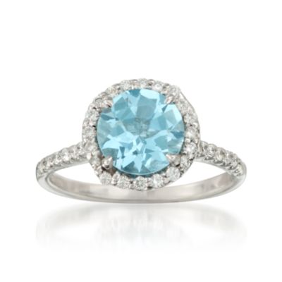 1.50 Carat Aquamarine and .50 ct. t.w. Diamond Ring in 18kt White Gold. Size 7 &mdash; Alt Image 1