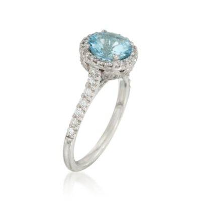 1.50 Carat Aquamarine and .50 ct. t.w. Diamond Ring in 18kt White Gold. Size 7 &mdash; Alt Image 3