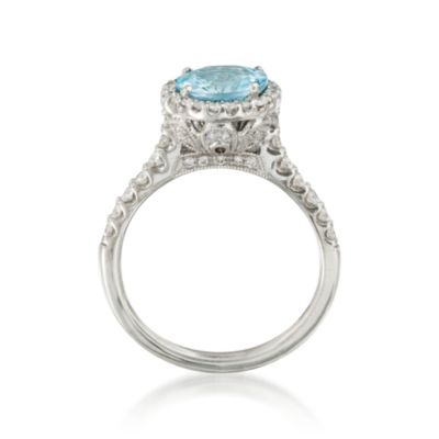 1.50 Carat Aquamarine and .50 ct. t.w. Diamond Ring in 18kt White Gold. Size 7 &mdash; Alt Image 4