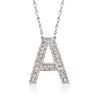Diamond "A" Pendant Necklace in Sterling Silver. 18" &mdash; Alt Image 1