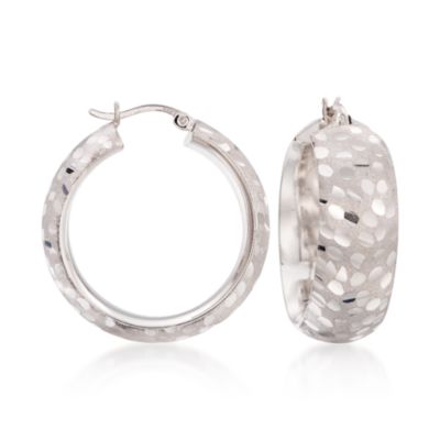 Satin-Finished Dotted Hoop Earrings in Sterling Silver &mdash; Alt Image 1