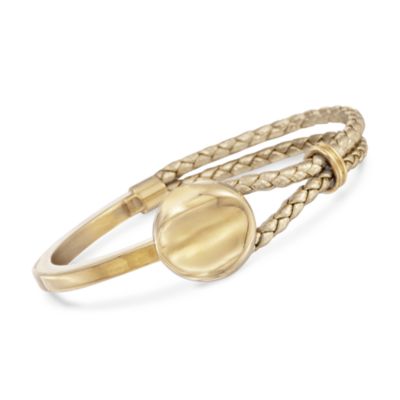 Metallic Braided Leather Bracelet in 18kt Over Sterling Silver &mdash; Alt Image 1
