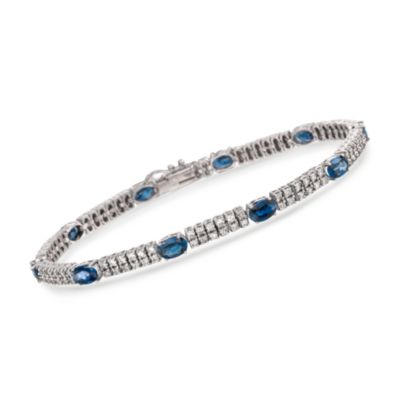 7.75 ct. t.w. Sapphire and 3.00ct. t.w. Diamond Bracelet in 14kt White Gold. 7.5" &mdash; Alt Image 1