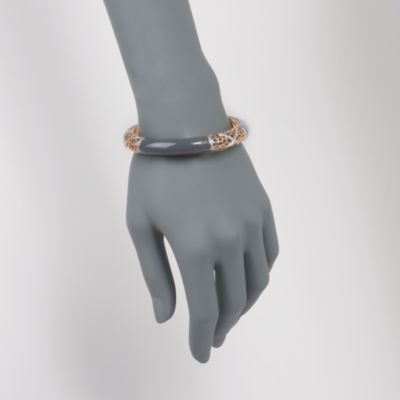 Gray Agate and .10 ct. t.w. Diamond Bangle Bracelet in 18kt Over Sterling &mdash; Alt Image 2