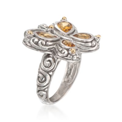 1.70 ct. t.w. Citrine Butterfly Statement Ring With Diamonds in Sterling Silver &mdash; Alt Image 3