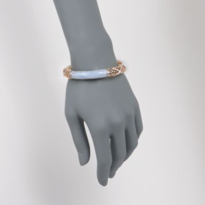 Blue Agate and .10 ct. t.w. Diamond Bangle Bracelet in 18kt Over Sterling &mdash; Alt Image 2