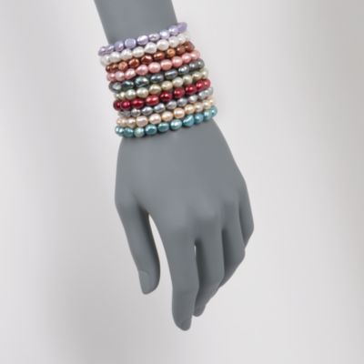 Set of Ten Multicolored Pearl Stretch Bracelets &mdash; Alt Image 2