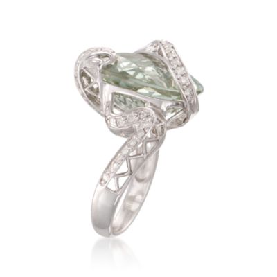 10.00 Carat Green Amethyst Snake Ring With .32 ct. t.w. Diamonds in Sterling Silver &mdash; Alt Image 3