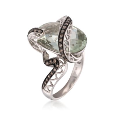 10.00 Carat Green Amethyst and .39 ct. t.w. Multicolored Diamond Snake Ring in Sterling Silver &mdash; Alt Image 3