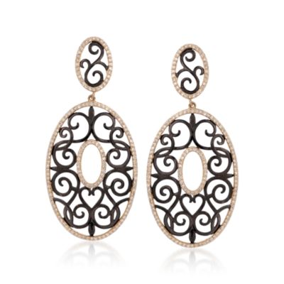 1.05 ct. t.w. Diamond Scrolled Earrings in 14kt Yellow Gold &mdash; Alt Image 1