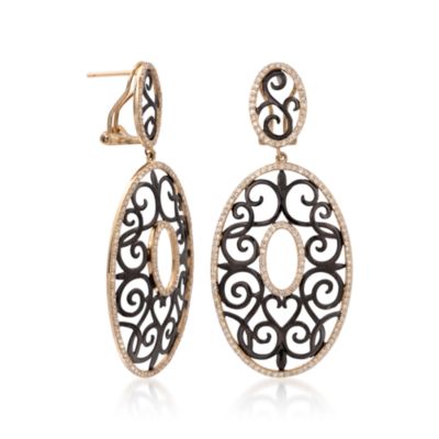 1.05 ct. t.w. Diamond Scrolled Earrings in 14kt Yellow Gold &mdash; Alt Image 3