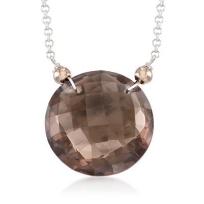 20.00 Carat Smoky Quartz Necklace in Two-Tone. 18" &mdash; Alt Image 1