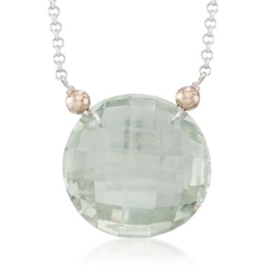 20.00 Carat Green Amethyst Necklace in Two-Tone. 18" &mdash; Alt Image 1