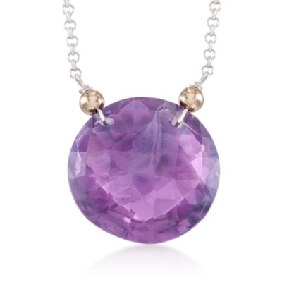 20.00 Carat Amethyst Necklace in Two-Tone. 18" &mdash; Alt Image 1