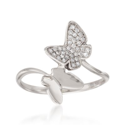 .13 ct. t.w. Diamond Butterfly Ring in 14kt White Gold. Size 5 &mdash; Alt Image 1