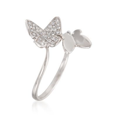 .13 ct. t.w. Diamond Butterfly Ring in 14kt White Gold. Size 5 &mdash; Alt Image 3