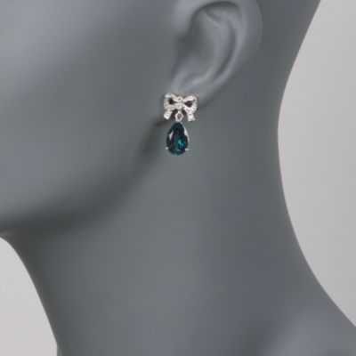 5.75 ct. t.w. London Blue Topaz and .10 ct. t.w. Diamond Drop Earrings in Sterling Silver &mdash; Alt Image 2
