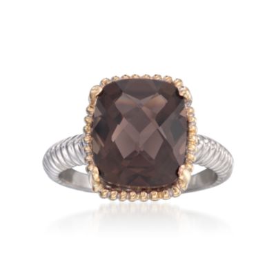 5.50 Carat Smoky Quartz Ring in Two-Tone. Size 7 &mdash; Alt Image 1