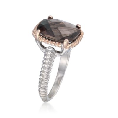 5.50 Carat Smoky Quartz Ring in Two-Tone. Size 7 &mdash; Alt Image 3