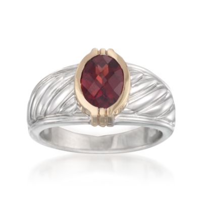 1.50 Carat Red Garnet Ring in Two-Tone. Size 7 &mdash; Alt Image 1