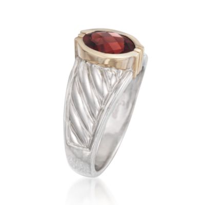 1.50 Carat Red Garnet Ring in Two-Tone. Size 7 &mdash; Alt Image 3
