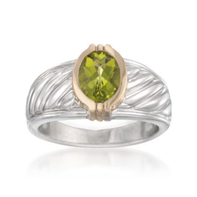 1.35 Carat Green Peridot Ring in Two-Tone. Size 7 &mdash; Alt Image 1