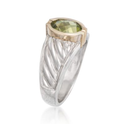 1.35 Carat Green Peridot Ring in Two-Tone. Size 7 &mdash; Alt Image 3