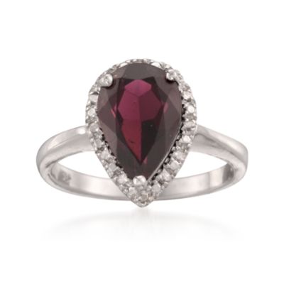 2.90 Carat Pear-Shaped Garnet and Diamond Ring in Sterling Silver &mdash; Alt Image 1