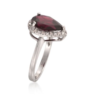 2.90 Carat Pear-Shaped Garnet and Diamond Ring in Sterling Silver &mdash; Alt Image 3