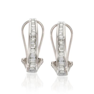 .50 ct. t.w. Diamond Hoop Earrings In 14kt White Gold &mdash; Alt Image 1
