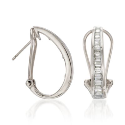 .50 ct. t.w. Diamond Hoop Earrings In 14kt White Gold &mdash; Alt Image 3