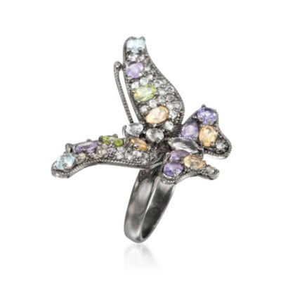 4.70 ct. t.w. Multi-Gemstone Butterfly Ring in Sterling Silver &mdash; Alt Image 3