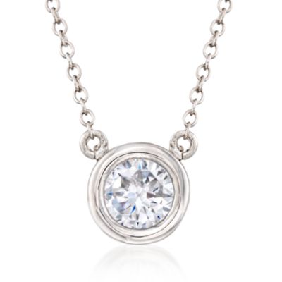 1.00 Carat CZ Solitaire Necklace in Sterling Silver &mdash; Alt Image 1