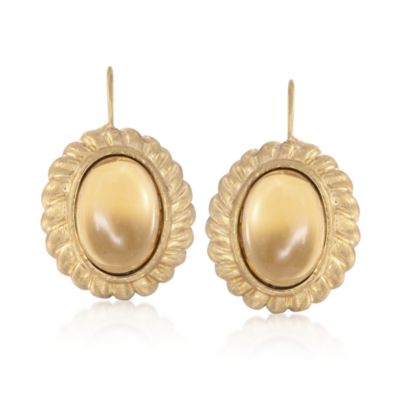 Italian Cognac Quartz Earrings in 14kt Yellow Gold &mdash; Alt Image 1