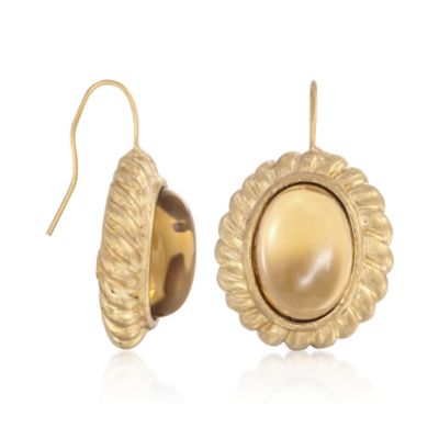 Italian Cognac Quartz Earrings in 14kt Yellow Gold &mdash; Alt Image 3