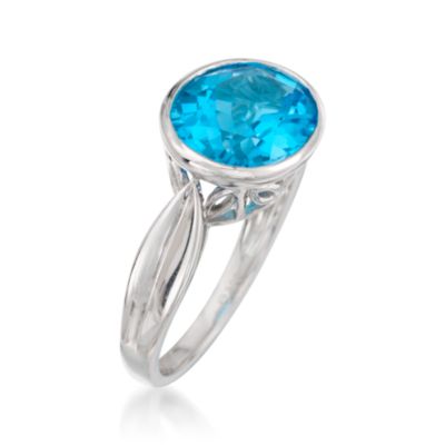 4.50 Carat Blue Topaz Ring in Sterling Silver &mdash; Alt Image 3