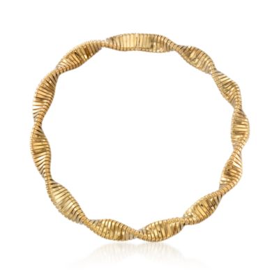 22kt Yellow Gold Over Sterling Ribbed and Twisted Necklace. 16.5" &mdash; Alt Image 1