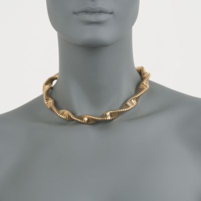 22kt Yellow Gold Over Sterling Ribbed and Twisted Necklace. 16.5" &mdash; Alt Image 2
