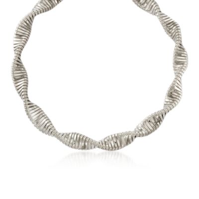 Sterling Silver Ribbed and Twisted Necklace. 16.5" &mdash; Alt Image 1