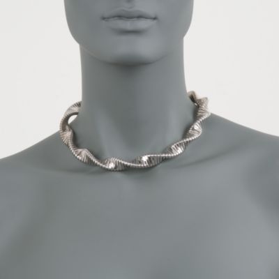 Sterling Silver Ribbed and Twisted Necklace. 16.5" &mdash; Alt Image 2