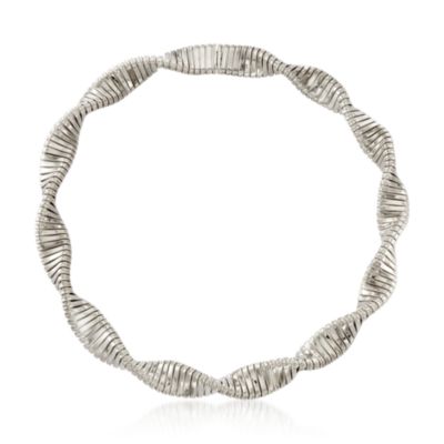 Sterling Silver Ribbed and Twisted Necklace. 16.5" &mdash; Alt Image 3