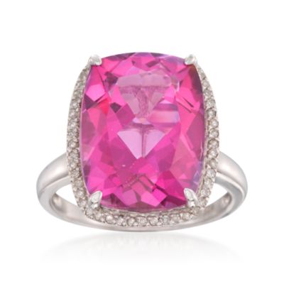 10.75 Carat Pink Topaz and .20 ct. t.w. Diamond Ring in Sterling Silver. Size 9 &mdash; Alt Image 1