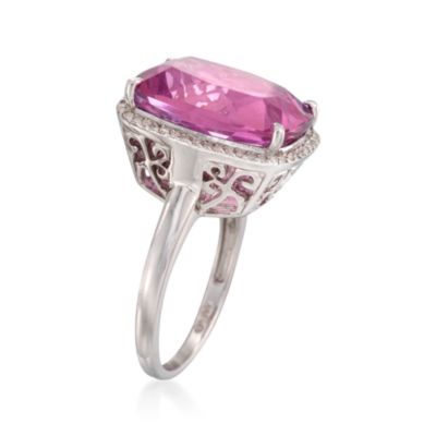 10.75 Carat Pink Topaz and .20 ct. t.w. Diamond Ring in Sterling Silver. Size 9 &mdash; Alt Image 3