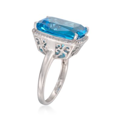 7.85 Carat Blue Topaz and .20 ct. t.w. Diamond Ring in Sterling Silver &mdash; Alt Image 3