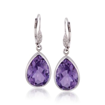 8.80 ct. t.w. Amethyst Earrings With Diamonds in Sterling Silver &mdash; Alt Image 1