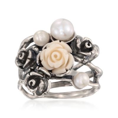 Pearl Rose Ring in Sterling Silver &mdash; Alt Image 1