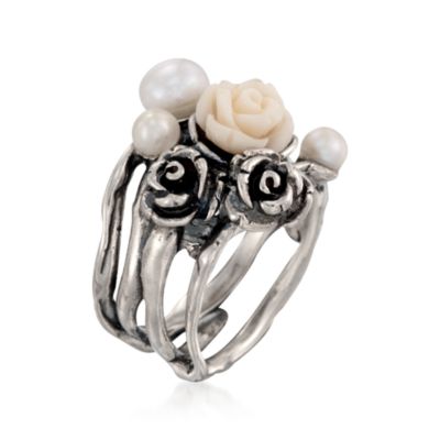 Pearl Rose Ring in Sterling Silver &mdash; Alt Image 3
