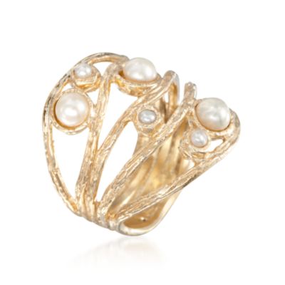 Pearl Multi-Band Ring in 24kt Over Sterling. Size 6 &mdash; Alt Image 3
