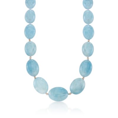 Milky Aquamarine Bead Necklace in 14kt Yellow Gold &mdash; Alt Image 1