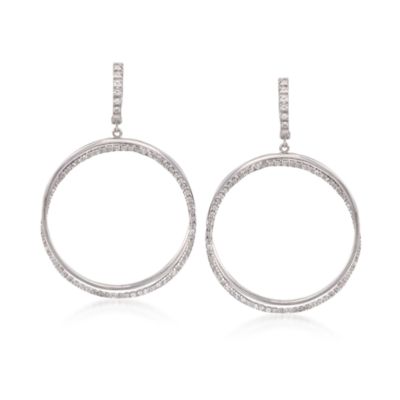 1.10 ct. t.w. Diamond Double Drop Hoop Earrings in 14kt White Gold &mdash; Alt Image 1